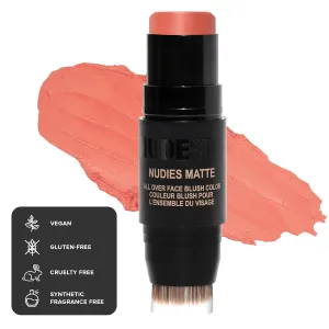 Nudestix Nudies Matte Cream Blush Stick 3-in-1 All Over Face Color - Blush Stick for Cheeks Eyes and Lips - Cream Blush for Cheeks w/Blending Brush