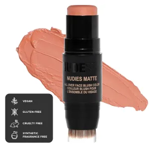 Nudestix Nudies Matte Cream Blush Stick 3-in-1 All Over Face Color - Blush Stick for Cheeks Eyes and Lips - Cream Blush for Cheeks w/Blending Brush