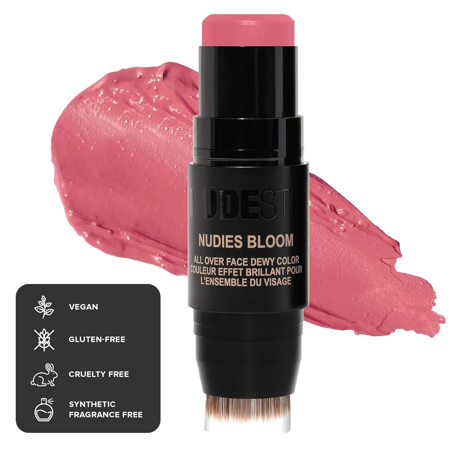 Nudestix Nudies Matte Cream Blush Stick 3-in-1 All Over Face Color - Blush Stick for Cheeks Eyes and Lips - Cream Blush for Cheeks w/Blending Brush