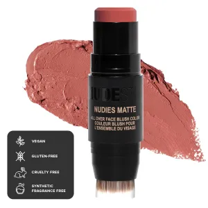 Nudestix Nudies Matte Cream Blush Stick 3-in-1 All Over Face Color - Blush Stick for Cheeks Eyes and Lips - Cream Blush for Cheeks w/Blending Brush