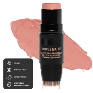 Nudestix Nudies Matte Cream Blush Stick 3-in-1 All Over Face Color - Blush Stick for Cheeks Eyes and Lips - Cream Blush for Cheeks w/Blending Brush