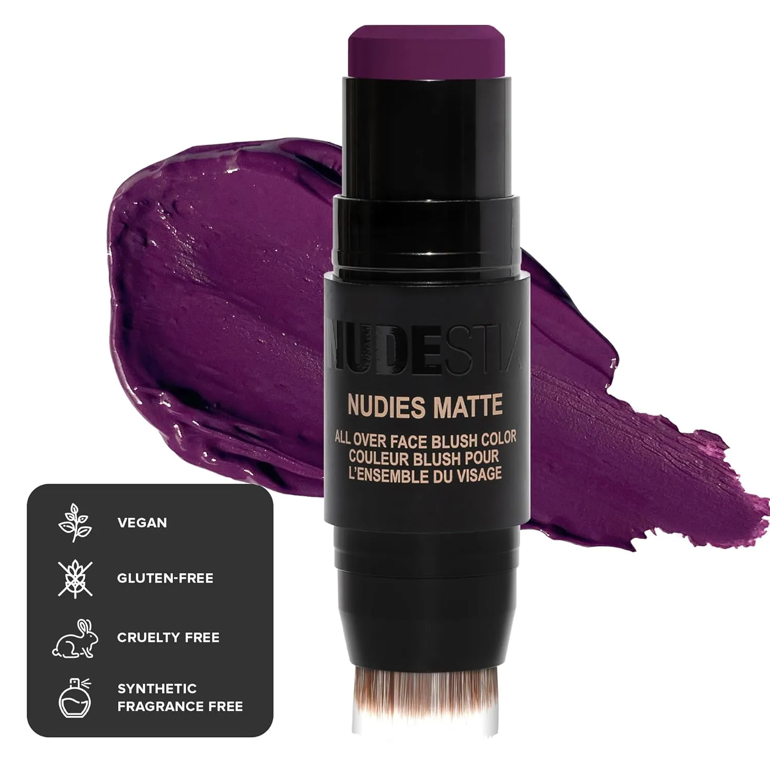 Nudestix Nudies Matte Cream Blush Stick 3-in-1 All Over Face Color - Blush Stick for Cheeks Eyes and Lips - Cream Blush for Cheeks w/Blending Brush