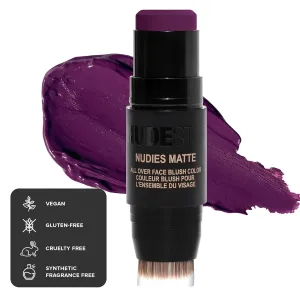 Nudestix Nudies Matte Cream Blush Stick 3-in-1 All Over Face Color - Blush Stick for Cheeks Eyes and Lips - Cream Blush for Cheeks w/Blending Brush