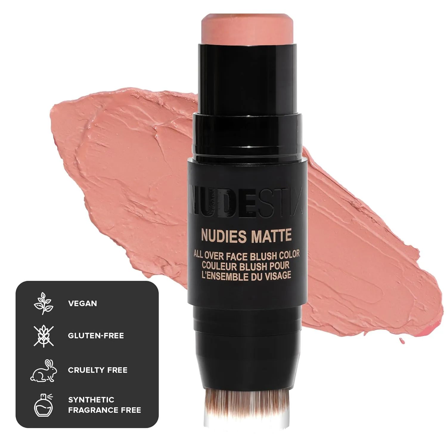 Nudestix Nudies Matte Cream Blush Stick 3-in-1 All Over Face Color - Blush Stick for Cheeks Eyes and Lips - Cream Blush for Cheeks w/Blending Brush