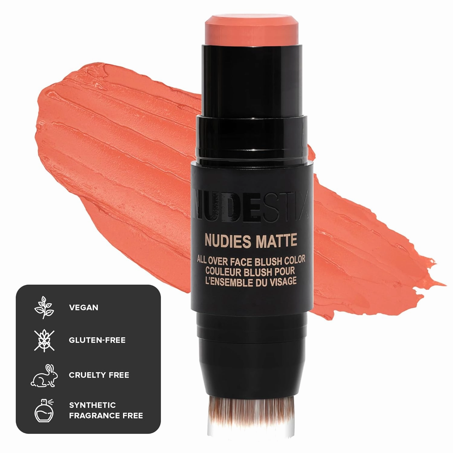 Nudestix Nudies Matte Cream Blush Stick 3-in-1 All Over Face Color - Blush Stick for Cheeks Eyes and Lips - Cream Blush for Cheeks w/Blending Brush