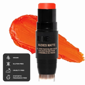 Nudestix Nudies Matte Cream Blush Stick 3-in-1 All Over Face Color - Blush Stick for Cheeks Eyes and Lips - Cream Blush for Cheeks w/Blending Brush