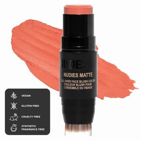 Nudestix Nudies Matte Cream Blush Stick 3-in-1 All Over Face Color - Blush Stick for Cheeks Eyes and Lips - Cream Blush for Cheeks w/Blending Brush