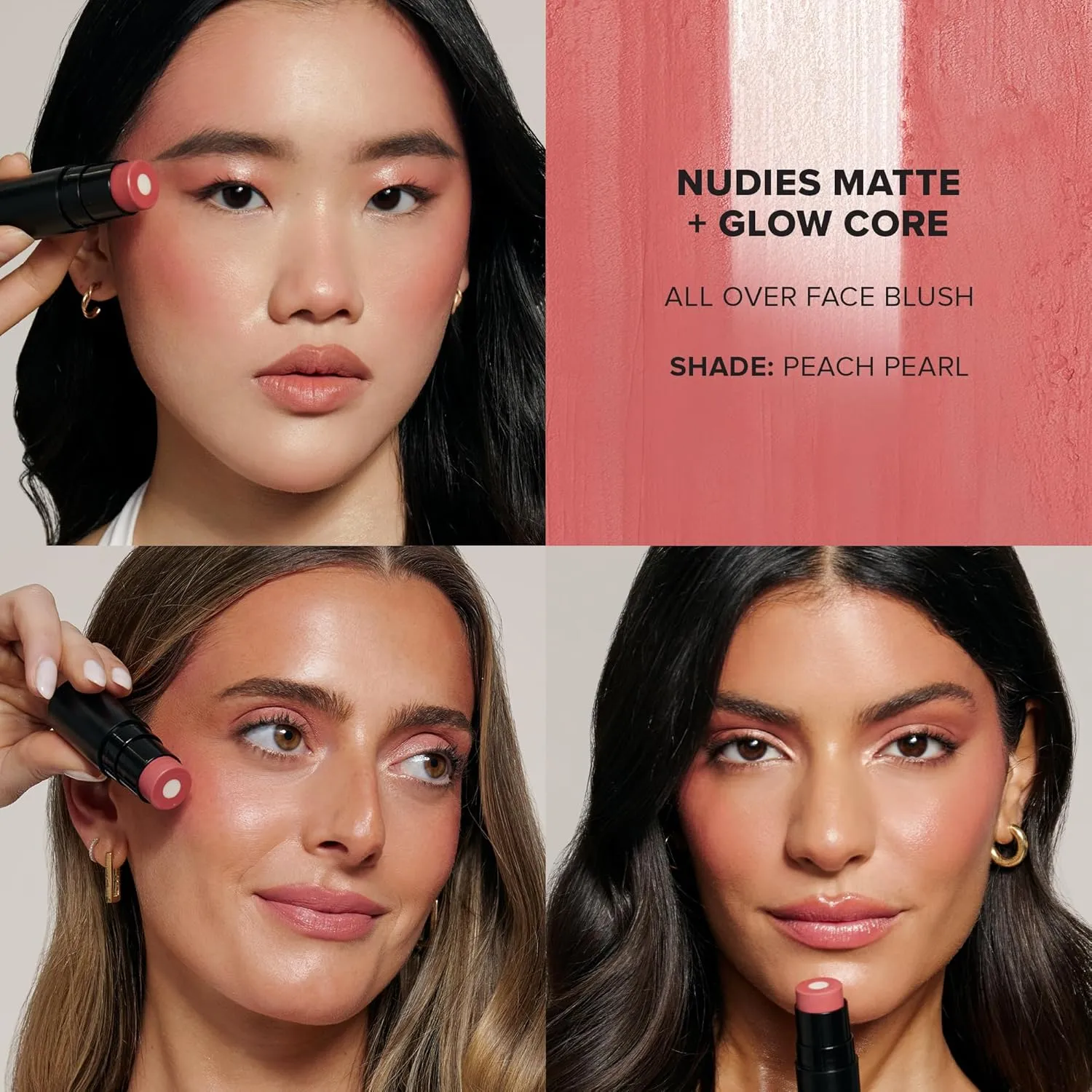 Nudies Matte   Glow Core All Over Face Blush Color - Peach Pearl
