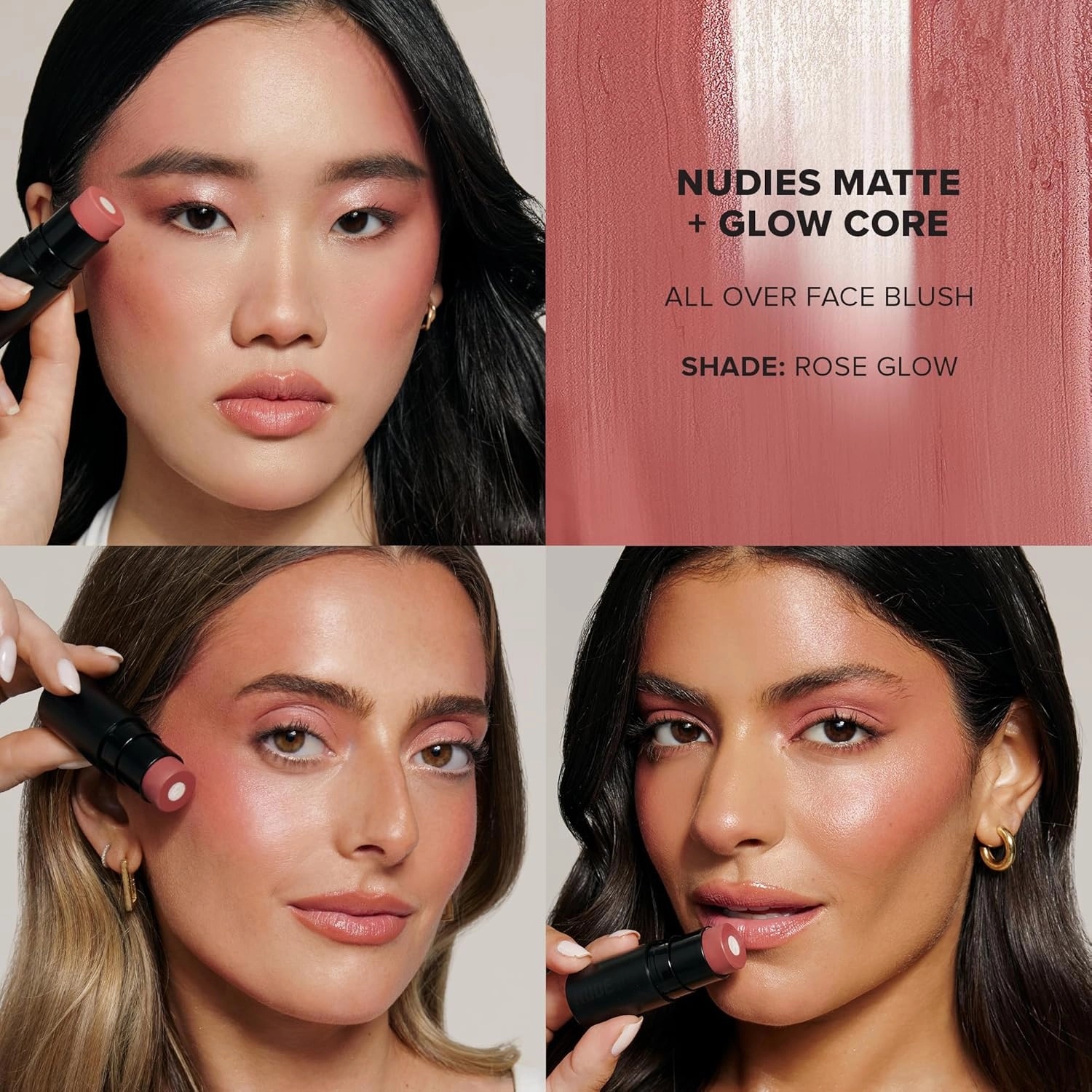 Nudies Matte   Glow Core All Over Face Blush Color - Rose Glow