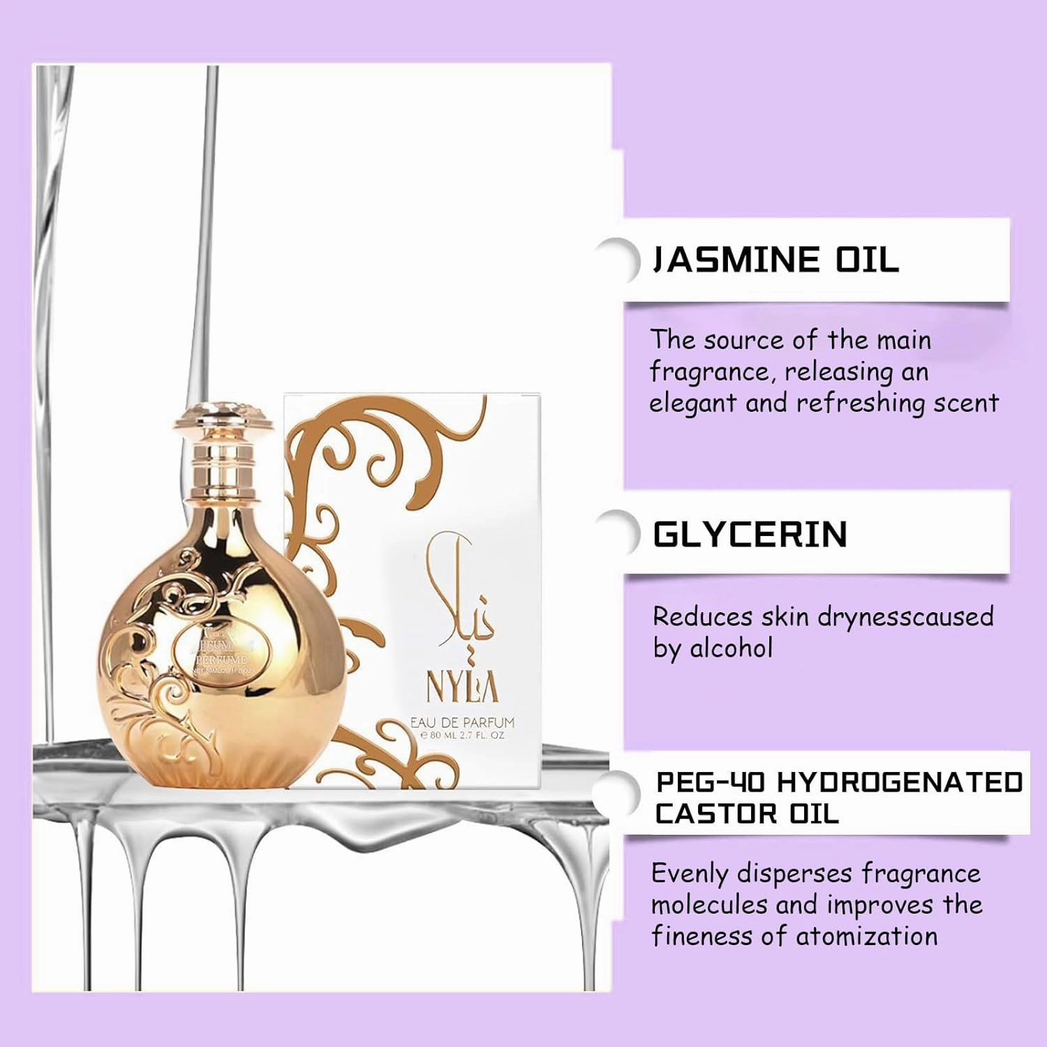 Ny-la Perfume Prestige, Long- Lasting Fragrance Ny-la Perfume,2.7 fl oz Sweet& Sensual Scent for Women & Men (Coconut and Peach)