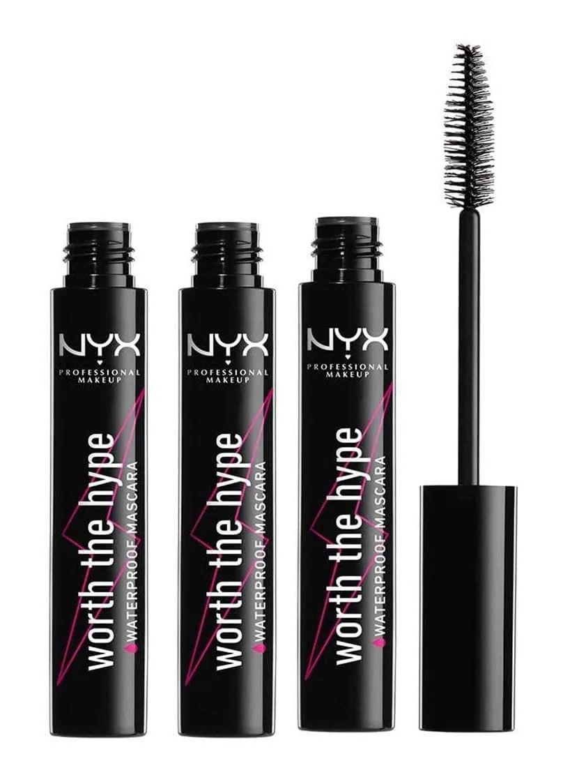 NYX Worth The Hype Waterproof Mascara, Black, 0.01 ounces (Pack of 3)