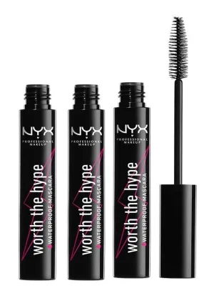 NYX Worth The Hype Waterproof Mascara, Black, 0.01 ounces (Pack of 3)