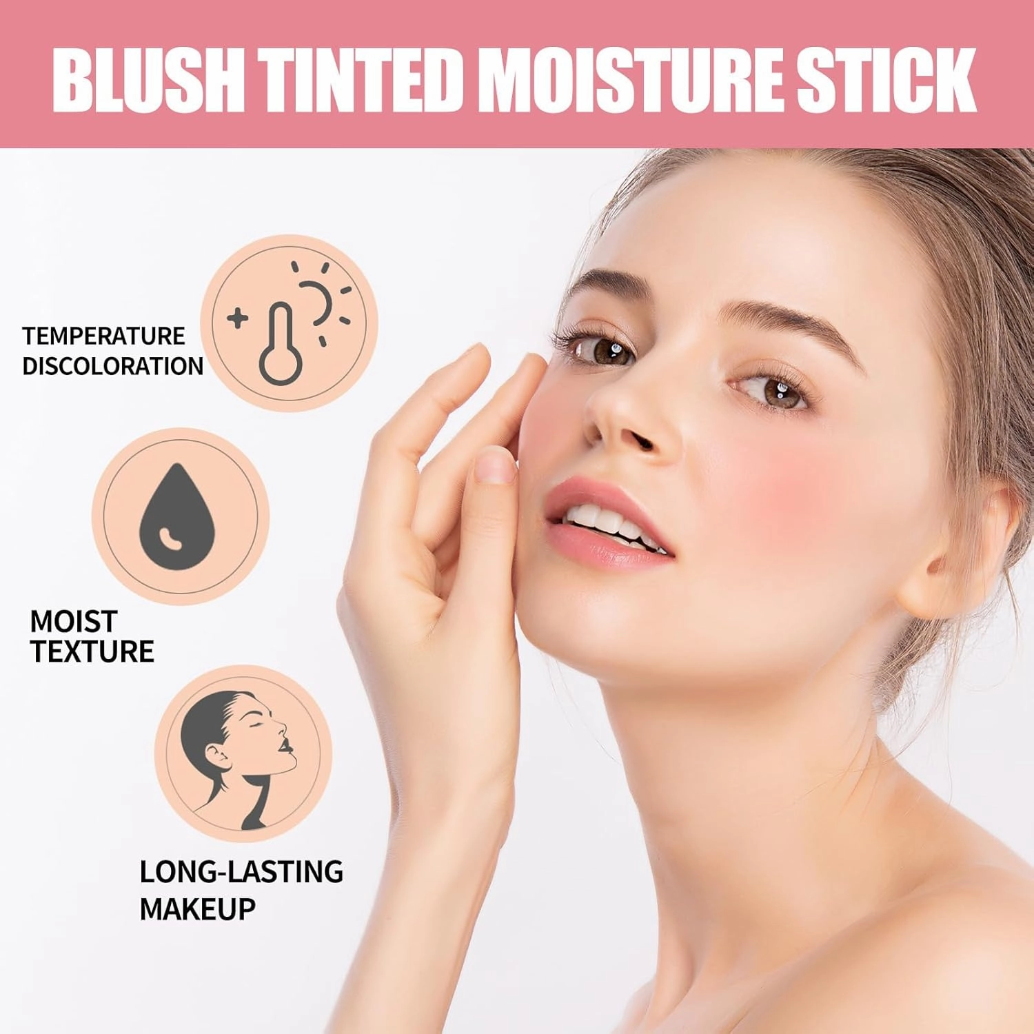 On-the-Go Makeup Blush Stick Long Lasting Natural Nude Makeup Tinted Moisture Stick Shadow Lips Cheek Waterproof Creamy Makeup for All Skin Type (2PC)