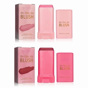 On-the-Go Makeup Blush Stick Long Lasting Natural Nude Makeup Tinted Moisture Stick Shadow Lips Cheek Waterproof Creamy Makeup for All Skin Type (2PC)
