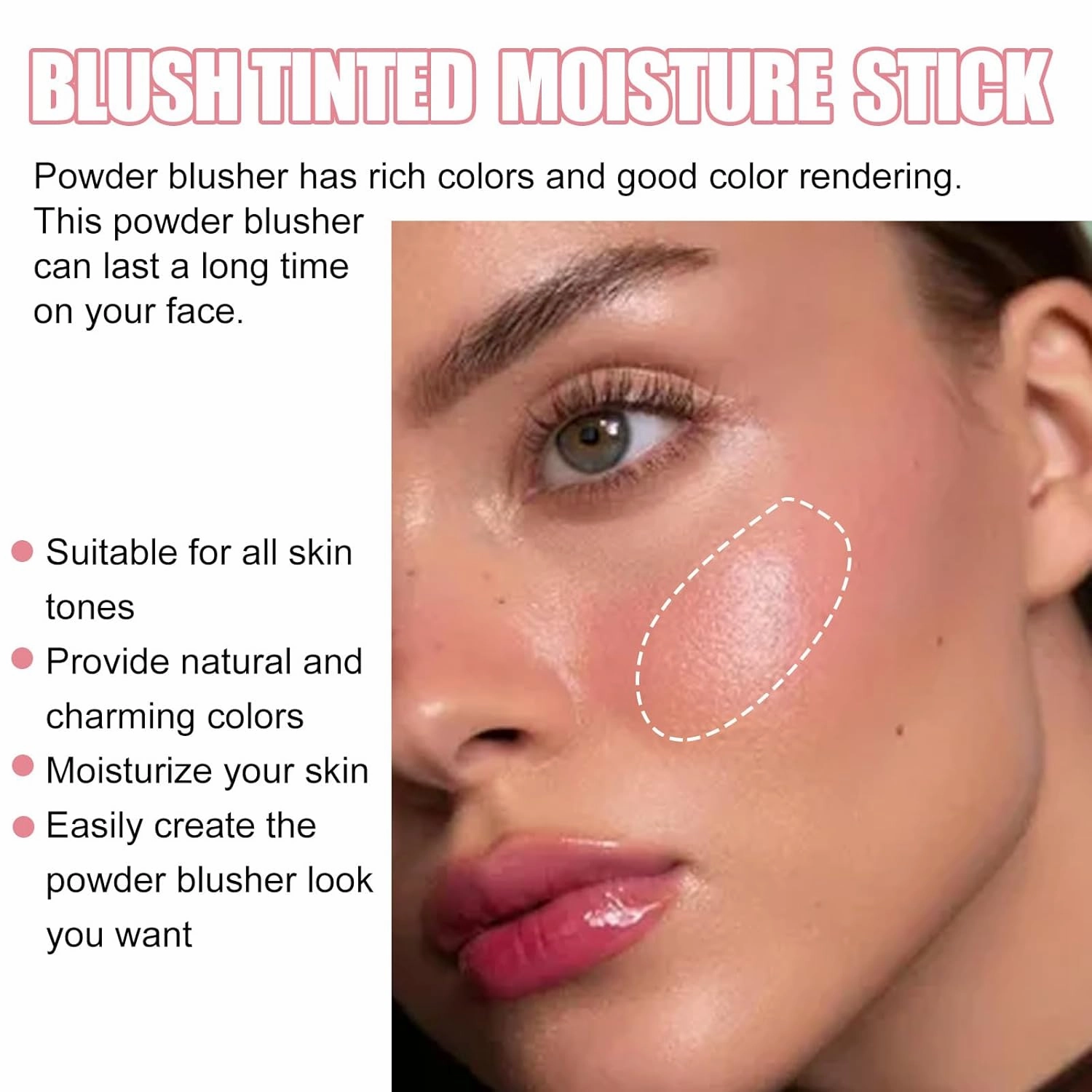 On-the-Go Makeup Blush Stick Long Lasting Natural Nude Makeup Tinted Moisture Stick Shadow Lips Cheek Waterproof Creamy Makeup for All Skin Type (2PC)