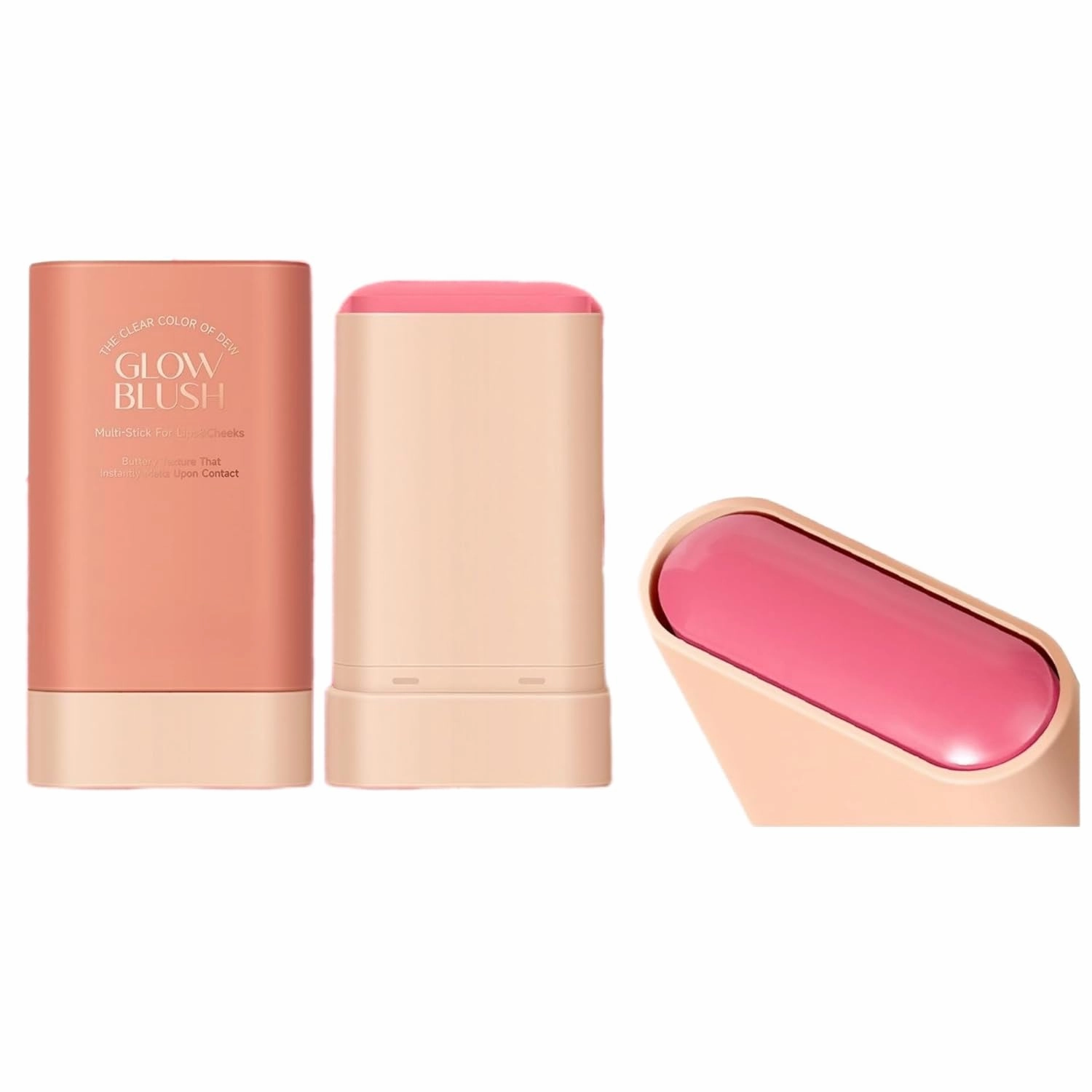 On the Go Makeup Blush Stick Long Lasting Natural Nude Makeup Tinted Moisture Stick Shadow Lips Cheek Waterproof Creamy Makeup Long Lasting Natural Nude Makeup for All Skin (3PC)