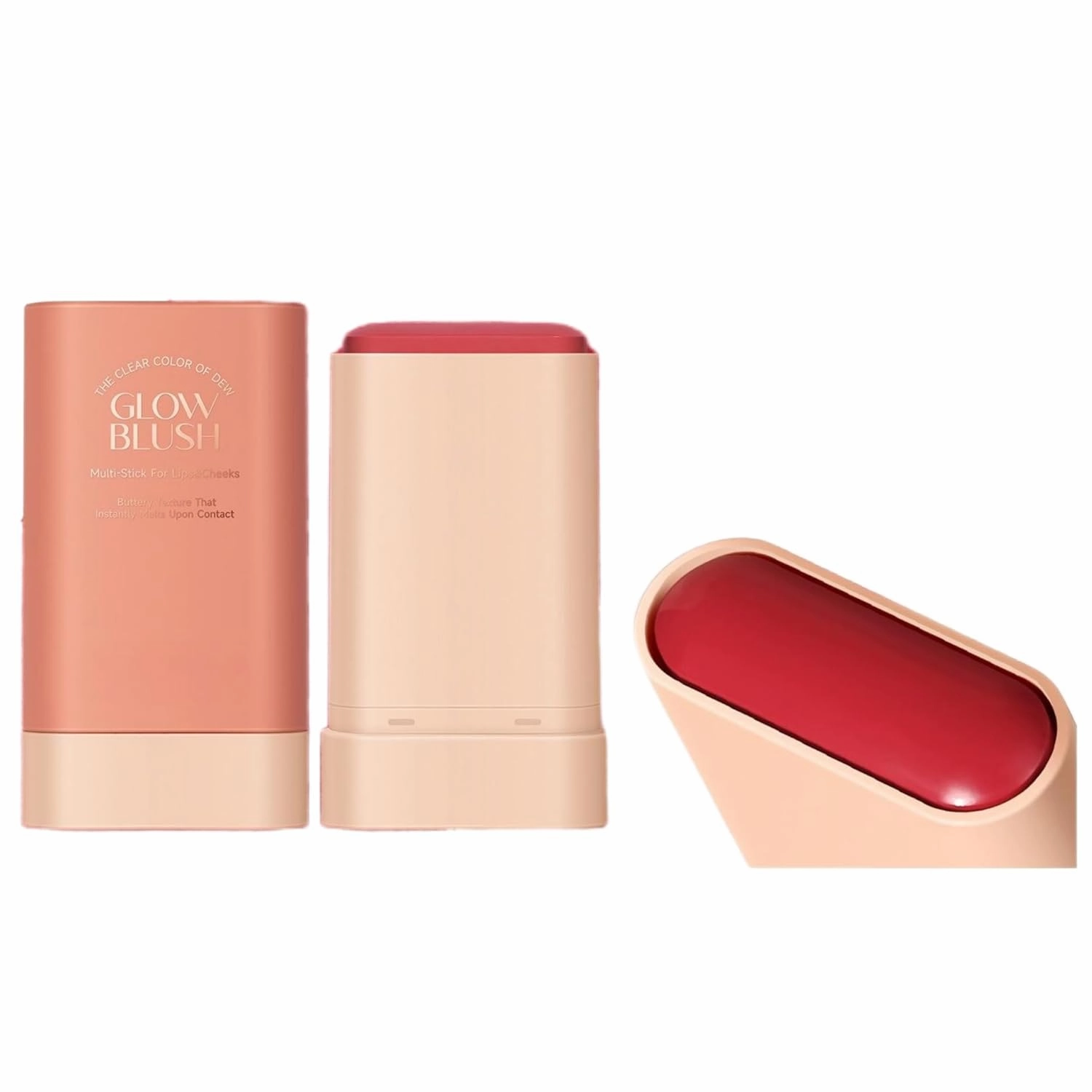 On the Go Makeup Blush Stick Long Lasting Natural Nude Makeup Tinted Moisture Stick Shadow Lips Cheek Waterproof Creamy Makeup Long Lasting Natural Nude Makeup for All Skin (3PC)