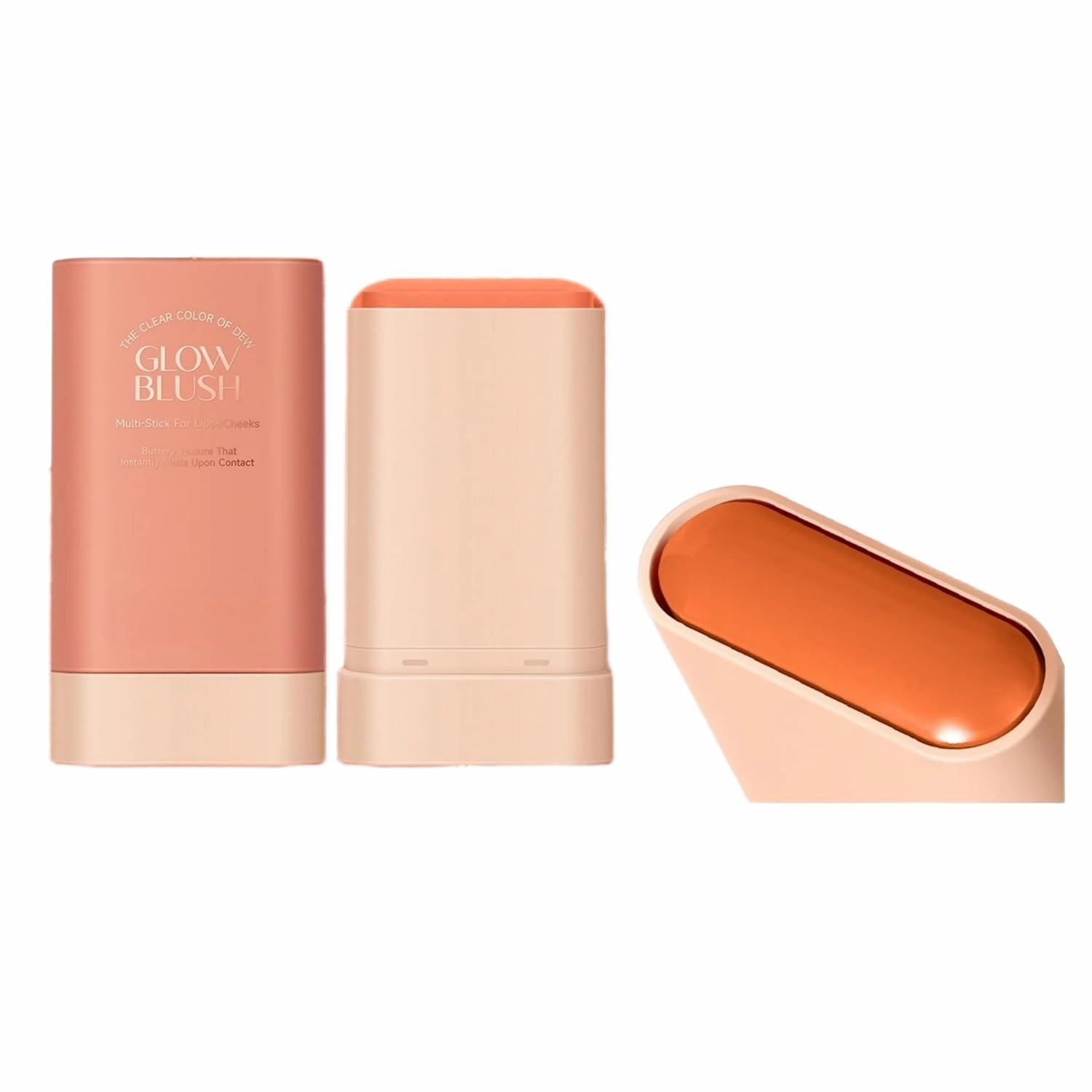 On the Go Makeup Blush Stick Long Lasting Natural Nude Makeup Tinted Moisture Stick Shadow Lips Cheek Waterproof Creamy Makeup Long Lasting Natural Nude Makeup for All Skin (3PC)
