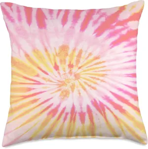 Peachy Tie Dye - Pink Orange Yellow Swirl Throw Pillow