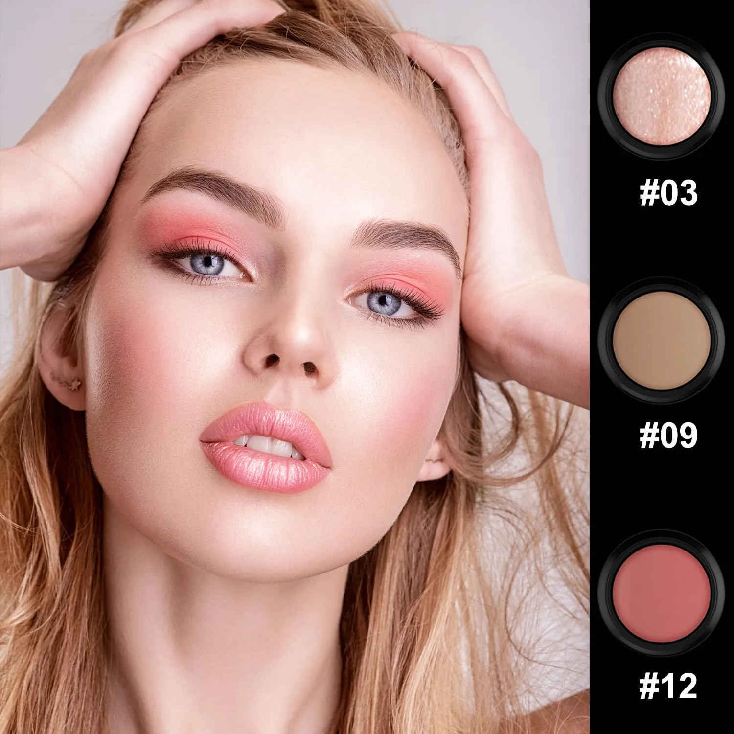 PHOERA Foundation,3 PCS Contour Stick Makeup Kit,Shades with Highlighter Stick,Blush Stick and Bronzer Contour,PHOERA Makeup Wrinkles Matte Natural Finish (102  Fair-Light Contour/Nude  #03,#09,#12)