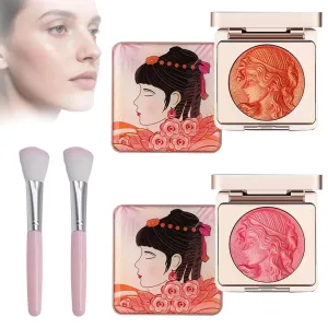 Quotationi Embossed Smooth Powder Blush Palette For Cheeks, Embossed Girl Blush For Cheeks, Matte FacePowder BlushPalette, Natural Nude Long Lasting Powder BlushPalette For All Skins (2PC)