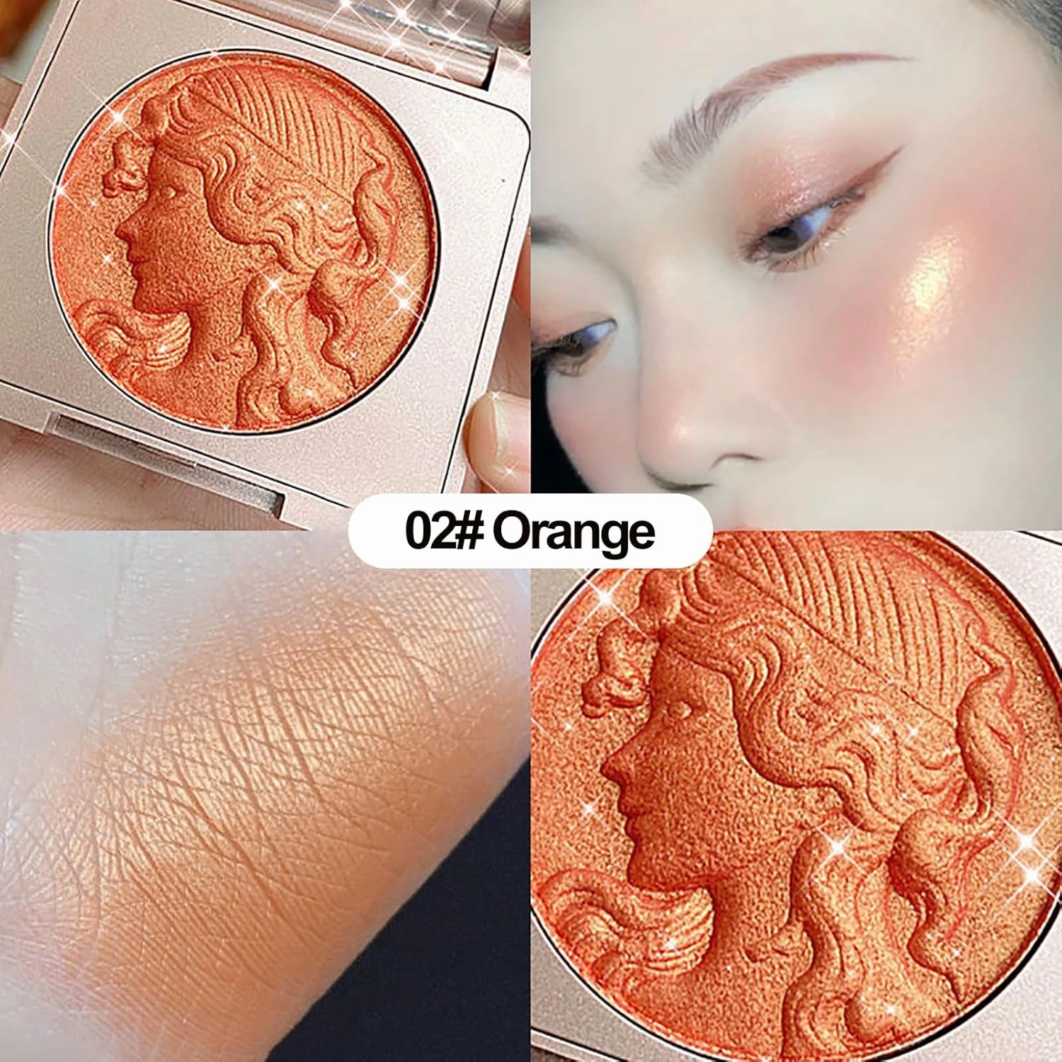 Quotationi Embossed Smooth Powder Blush Palette for Cheeks, Quotation Blush, Embossed Girl Blush for Cheeks, Matte Face Powder blush Palette, Embossed blush, Radiant Finish (2pcs-mix)
