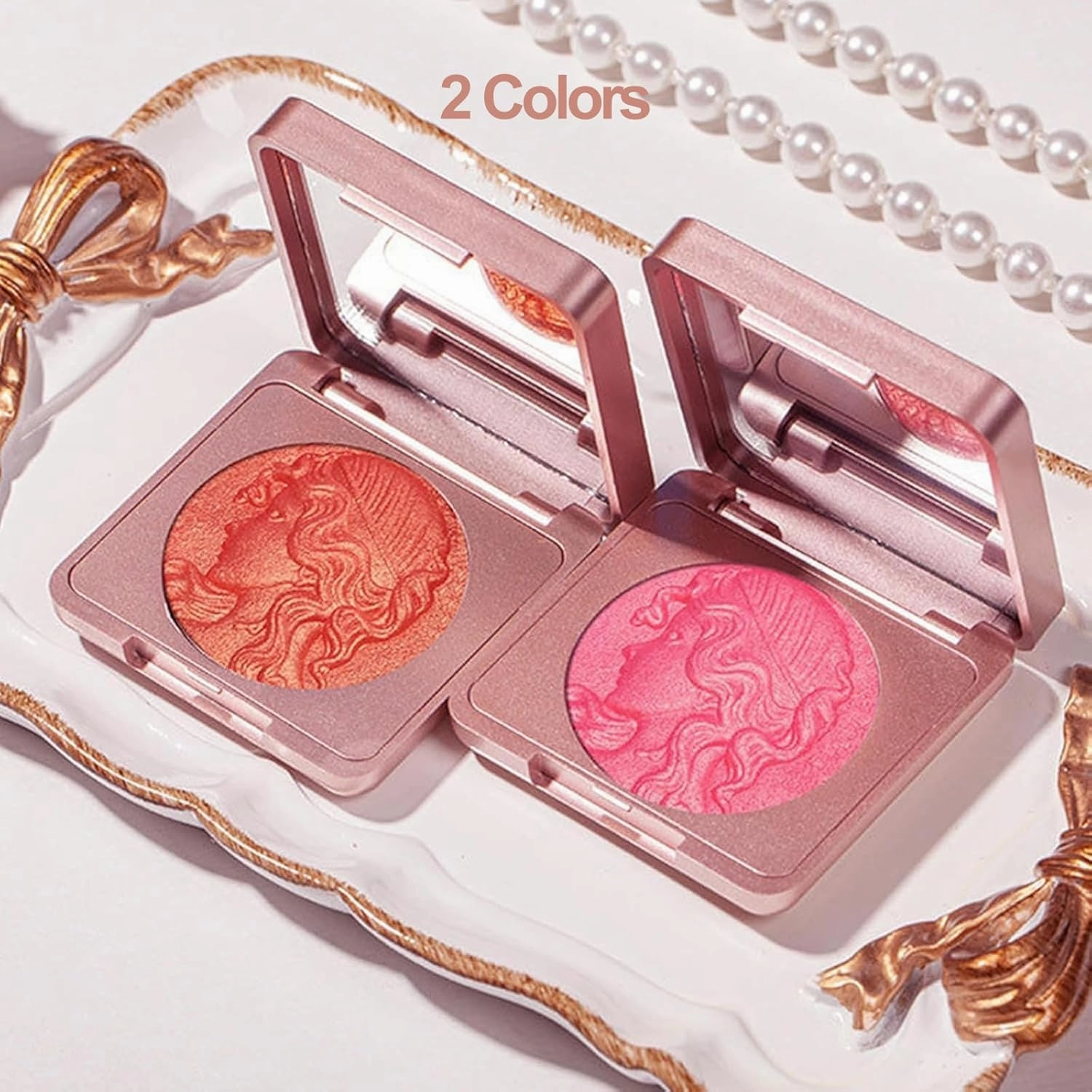 Quotationi Embossed Smooth Powder Blush Palette for Cheeks, Quotation Blush, Embossed Girl Blush for Cheeks, Matte Face Powder blush Palette, Embossed blush, Radiant Finish (2pcs-mix)
