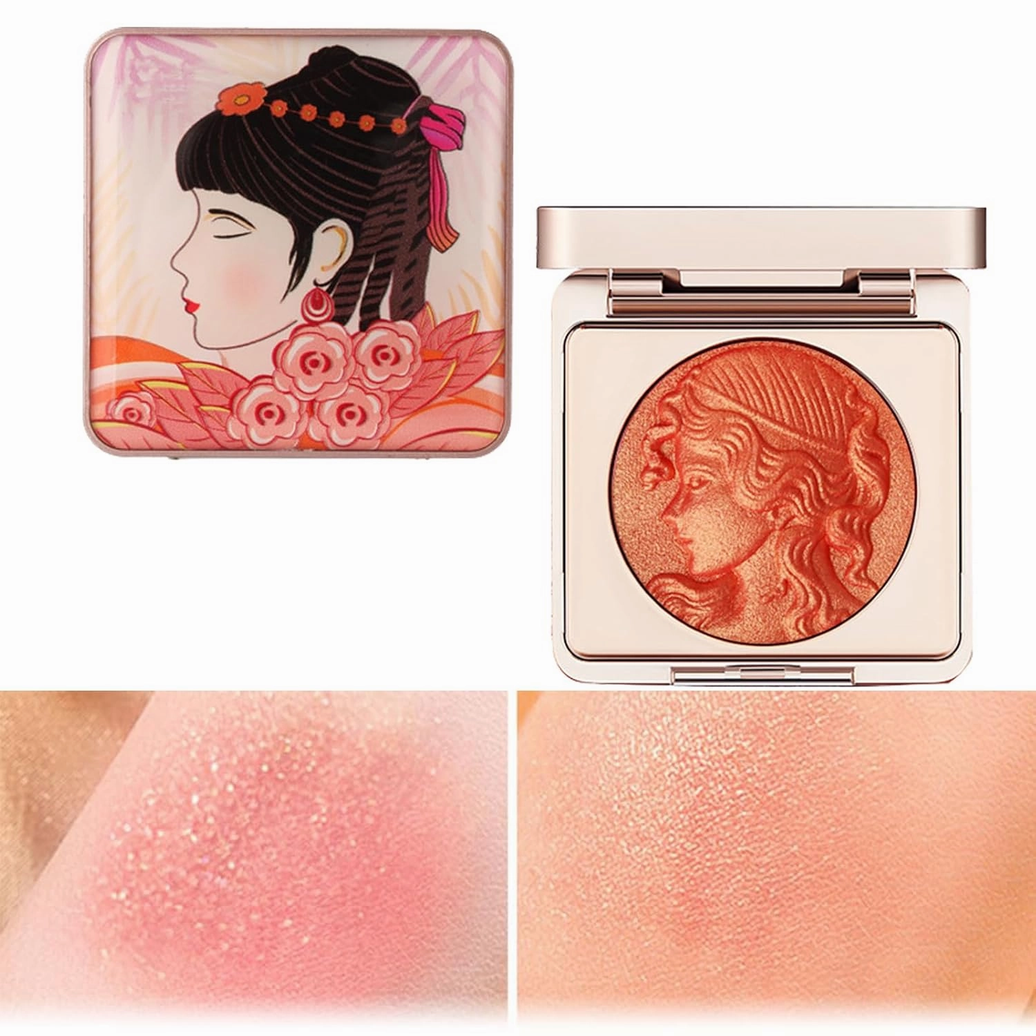 Quotationi Embossed Smooth Powder Blush Palette for Cheeks, Quotation Blush, Embossed Girl Blush for Cheeks, Matte Face Powder blush Palette, Embossed blush, Radiant Finish (2pcs-mix)
