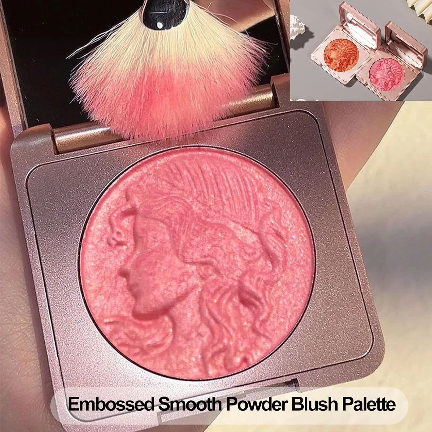 Quotationi Embossed Smooth Powder Blush Palette for Cheeks, Quotation Blush, Embossed Girl Blush for Cheeks, Matte Face Powder blush Palette, Embossed blush, Radiant Finish (2pcs-mix)