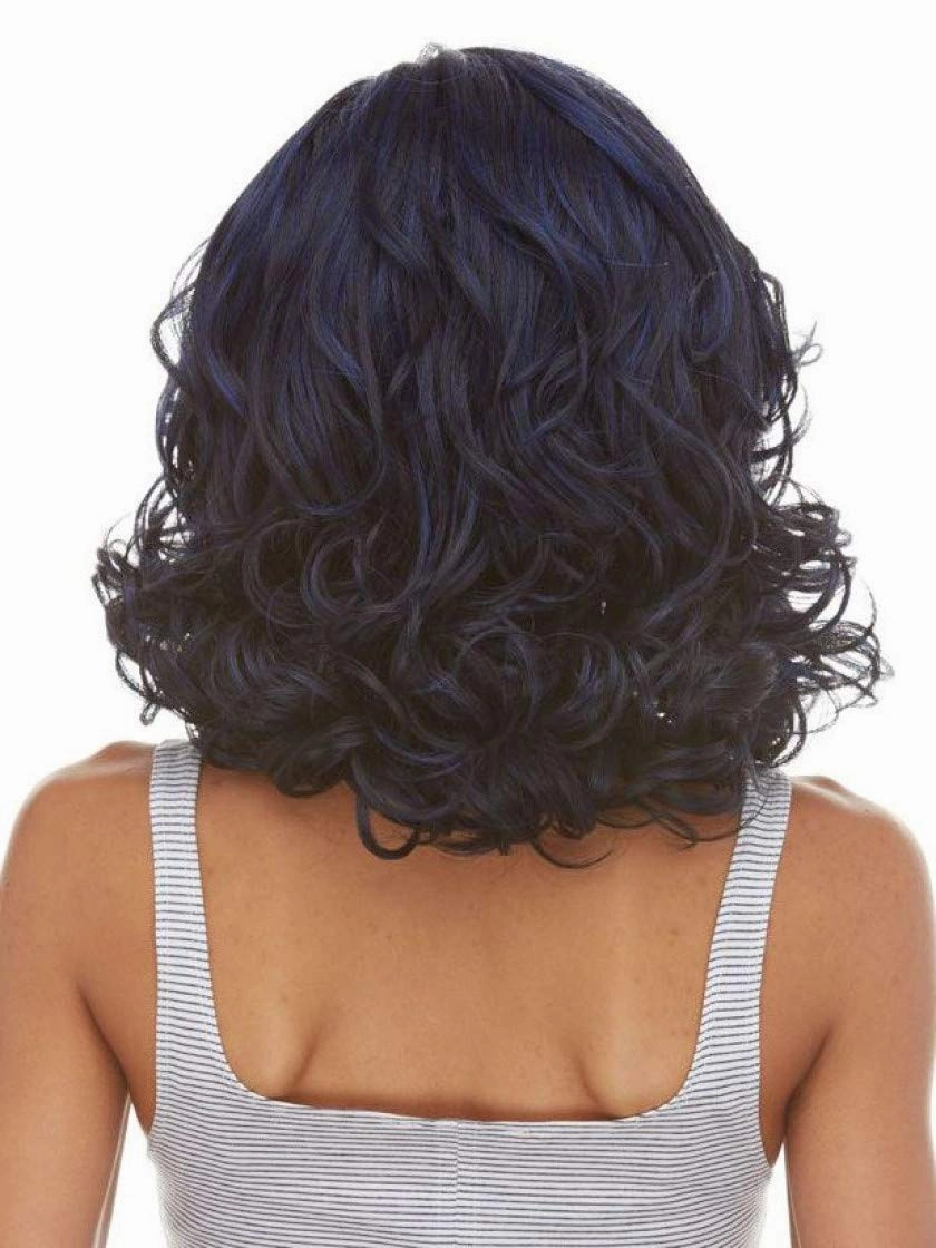 Reagan Blush Wig Color Tropical Peach - Sepia Wigs 14.5" Shoulder Length Curly Lace Front Heat Friendly Synthetic Hair Vibrant Costume Realistic Hairline Layered Bundle MaxWigs Hairloss Booklet