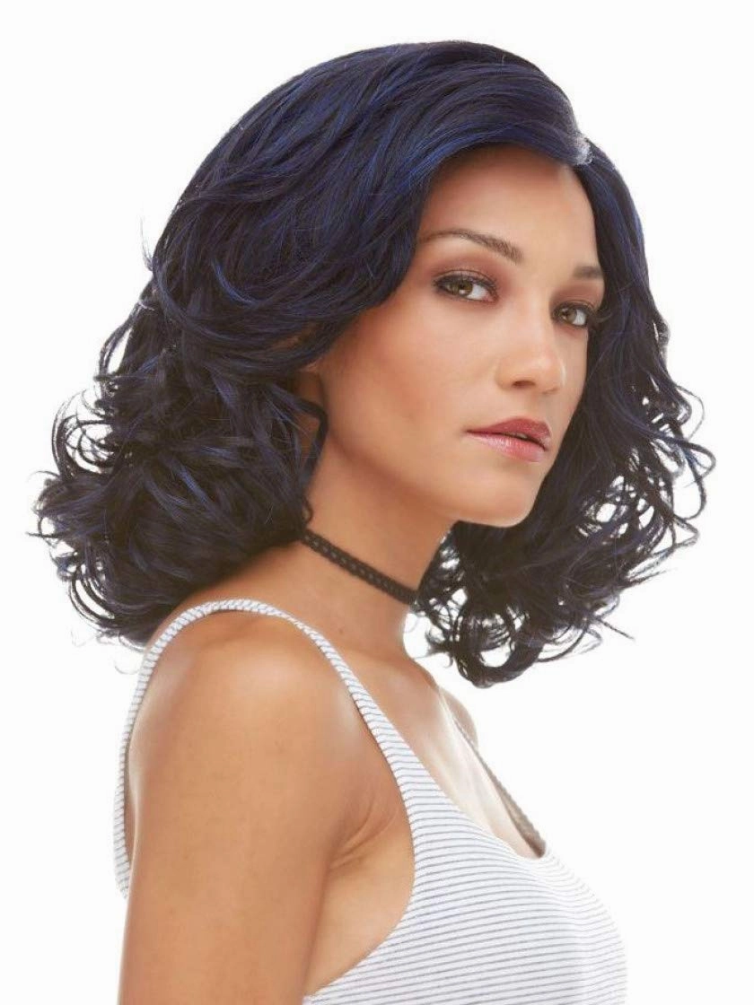 Reagan Blush Wig Color Tropical Peach - Sepia Wigs 14.5" Shoulder Length Curly Lace Front Heat Friendly Synthetic Hair Vibrant Costume Realistic Hairline Layered Bundle MaxWigs Hairloss Booklet