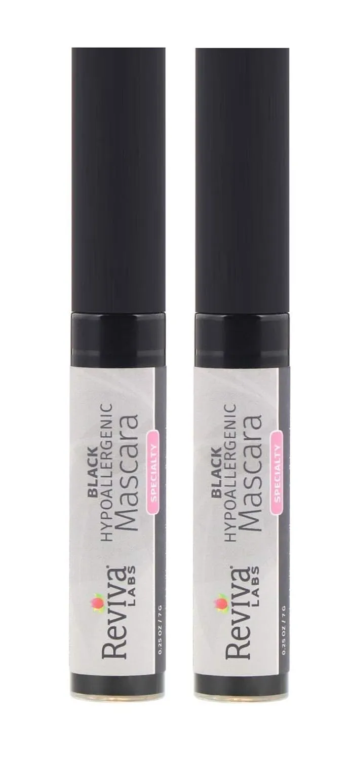 Reviva Labs Hypoallergenic Soap-Free Black Mascara, 0.25 ounce (Pack of 2)
