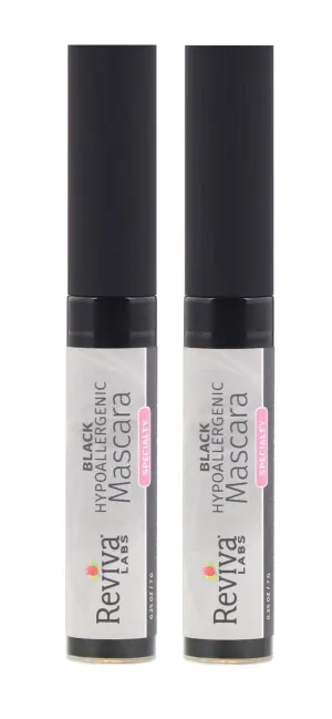 Reviva Labs Hypoallergenic Soap-Free Black Mascara, 0.25 ounce (Pack of 2)