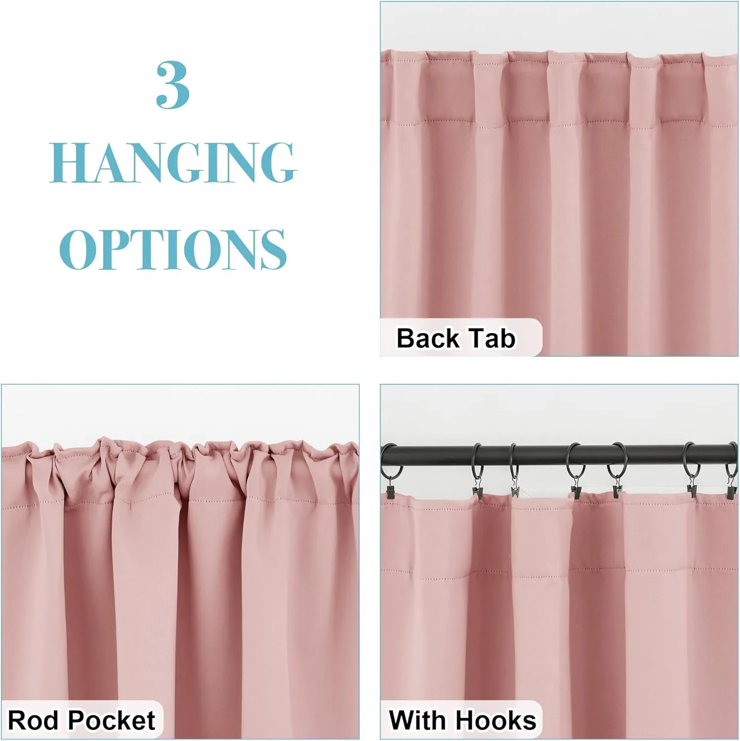 RYB HOME Girls Blackout Curtains 54 inches Long - Thermal Insulated Privacy Spring Drapes for Bedroom Living Room Bathroom, 42 inch Width x 45 inch Length, Peach Blush, 2 Panels