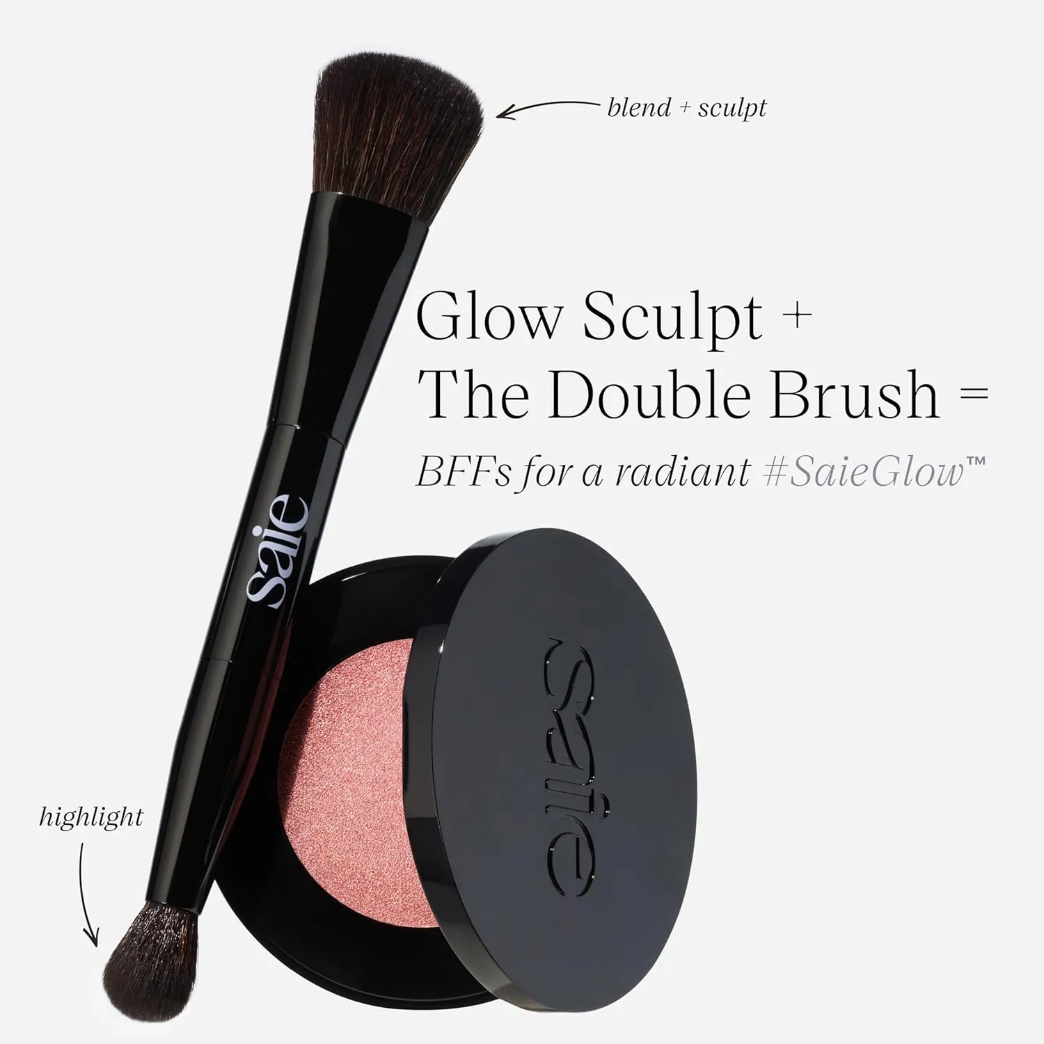 Saie Glow Sculpt Multi-Use Highlighter   Cream Blush - Lightweight with Hyaluronic Acid   Micropearl for Radiant, Glowing Skin - Peachglow (.02 oz)