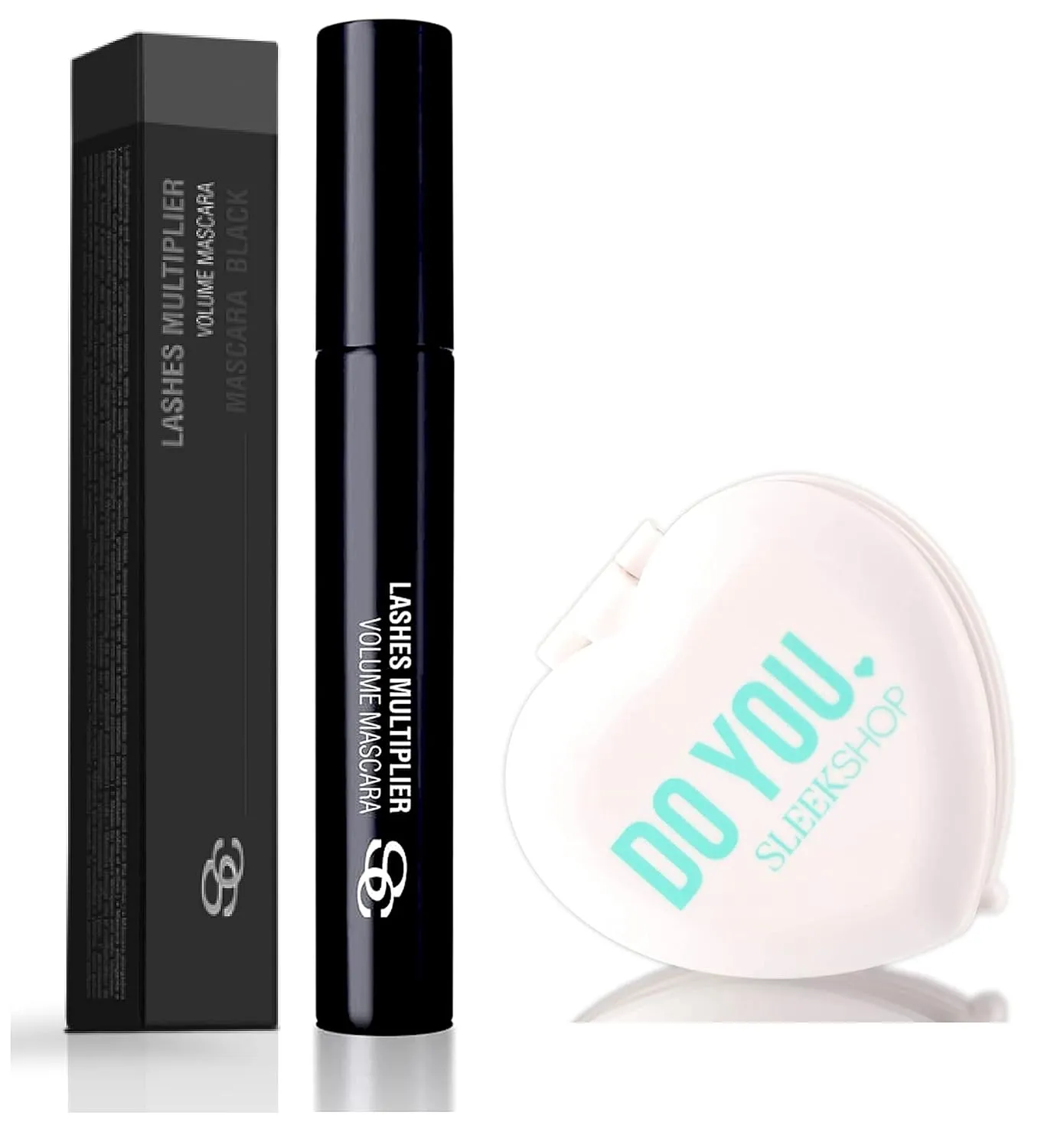 Salerm Lashes Multiplier Volume Mascara (w/Sleek Heart Mirror) Volumizing Mascara Black - Makeup Make Up Cosmetics (BLACK (Pack of 1))