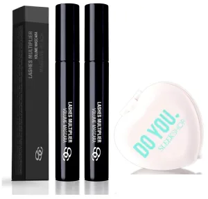 Salerm Lashes Multiplier Volume Mascara (w/Sleek Heart Mirror) Volumizing Mascara Black - Makeup Make Up Cosmetics (BLACK (Pack of 2))