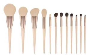 Smokey Peach 12pcs Makeup Set Brushes Blush Brushes Eyeshadow Brushes Portable Full Set Of Makeup Brushes(Natural)