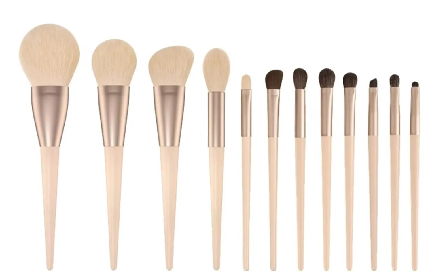 Smokey Peach 12pcs Makeup Set Brushes Blush Brushes Eyeshadow Brushes Portable Full Set Of Makeup Brushes(Natural)