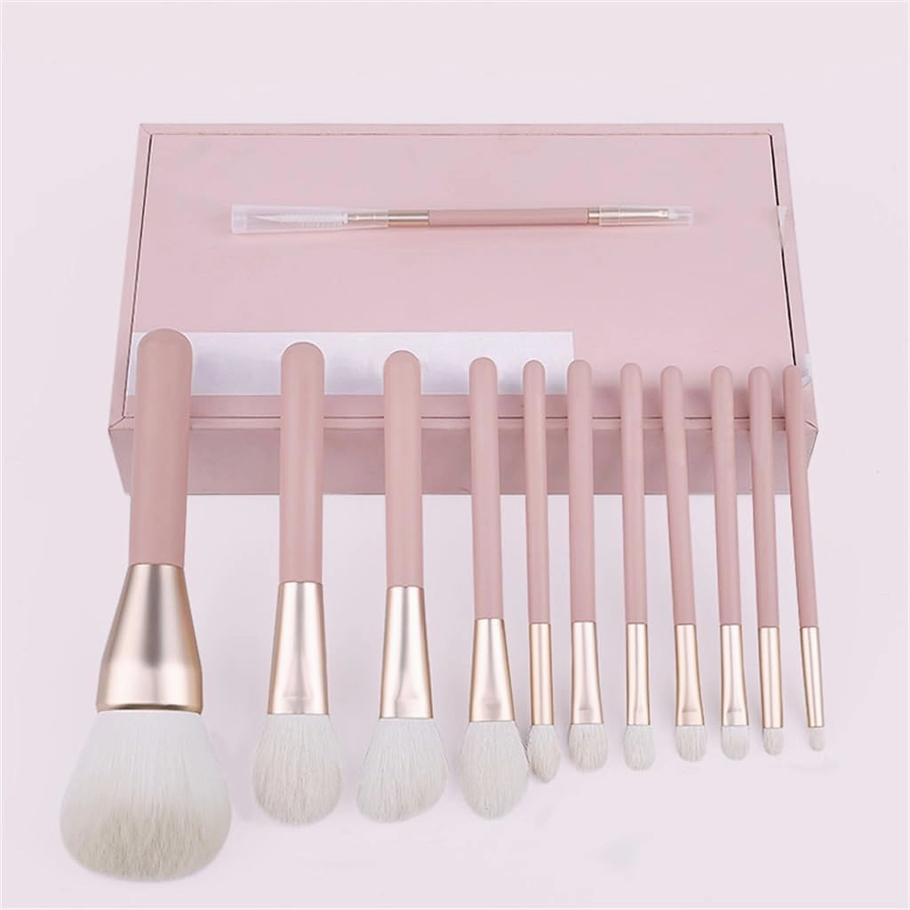 Smokey Peach 12pcs Makeup Set Brushes Blush Brushes Eyeshadow Brushes Portable Full Set Of Makeup Brushes(D,18cm)