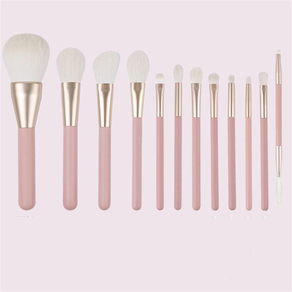 Smokey Peach 12pcs Makeup Set Brushes Blush Brushes Eyeshadow Brushes Portable Full Set Of Makeup Brushes(D,18cm)