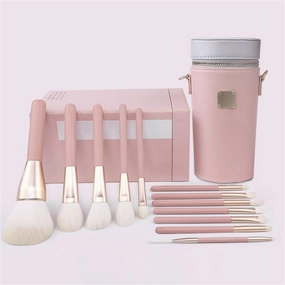 Smokey Peach 12pcs Makeup Set Brushes Blush Brushes Eyeshadow Brushes Portable Full Set Of Makeup Brushes (Multicolor,one size)