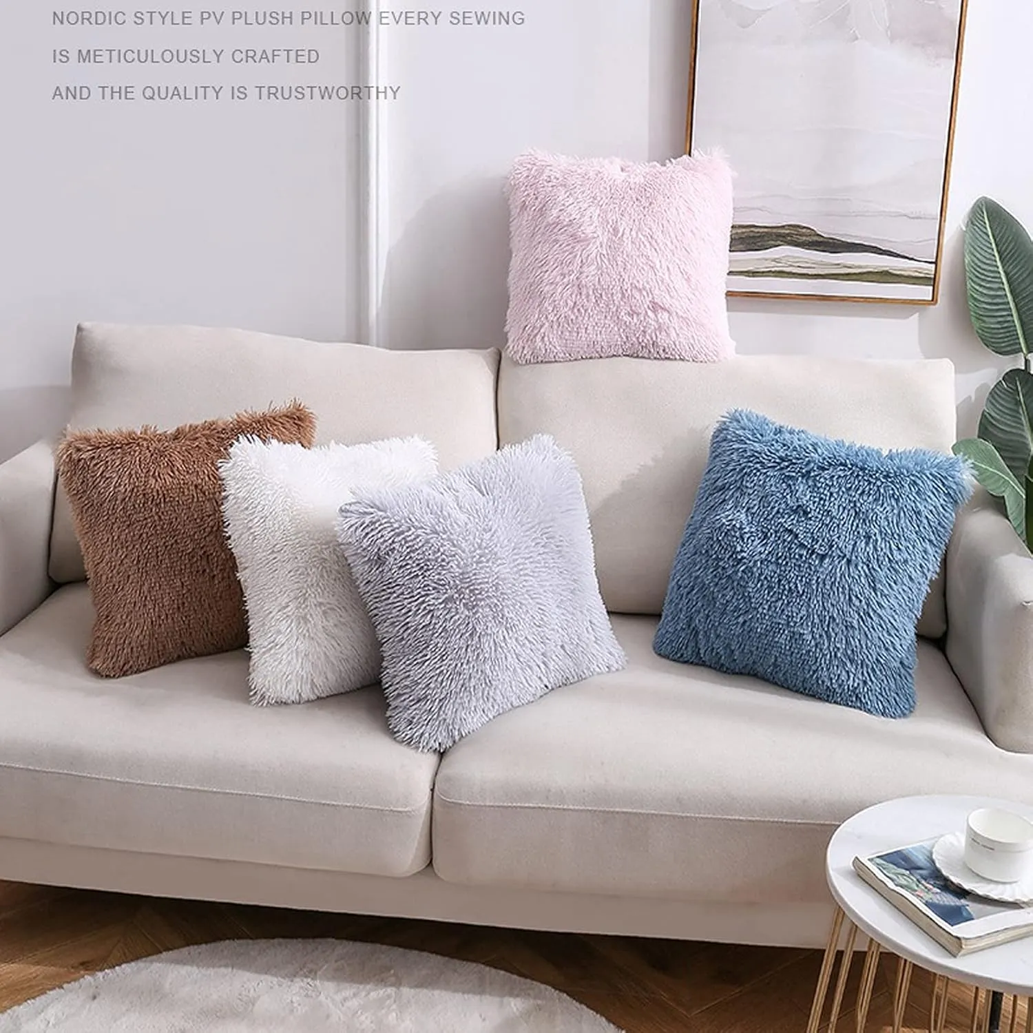 Soft Fur Faux Fur Throw Pillow Covers Red Pack of 2 Peach Blush Plush Decorative Tie Dye Pink Throw Girls Pillow Covers, Cute Cushion Cases Pillowcases for Sofa Couch Living Room Bedroom