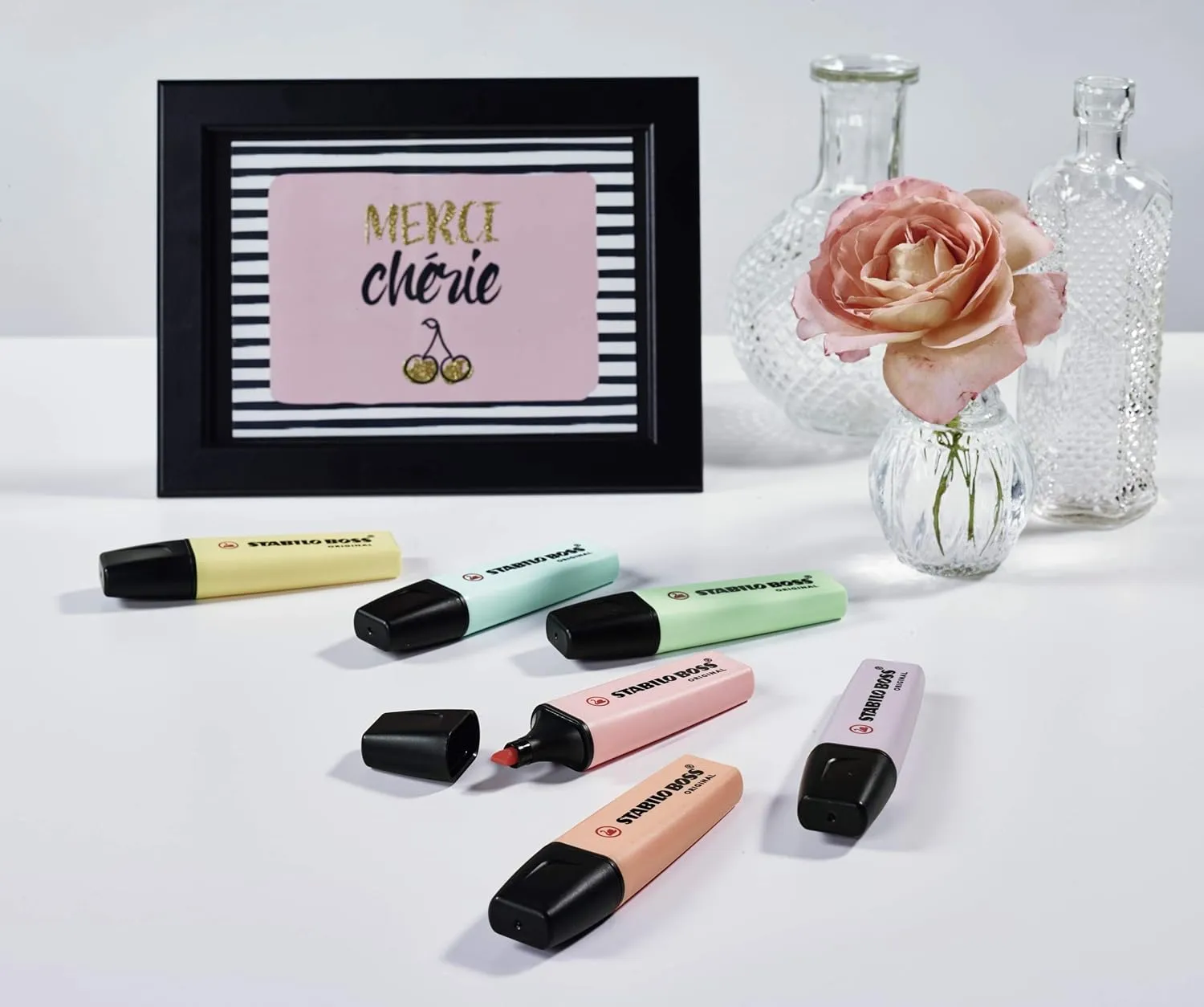 STABILO Highlighter BOSS ORIGINAL Pastel - 5 x Pack of 6 - Milky Yellow, Creamy Peach, Pink Blush, Lilac Haze, Hint of Mint, Touch of Turquoise