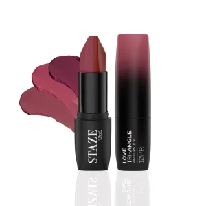 Stazeel 9To9 Love Tri-Angle 3 In 1 Matte Lipstick |3 Unique Shades In 1 | Transfer-Proof | 12 H Longstay | Non Drying Formula With Intense Color Payoff | 05 Truffle Blush | 3.8 G