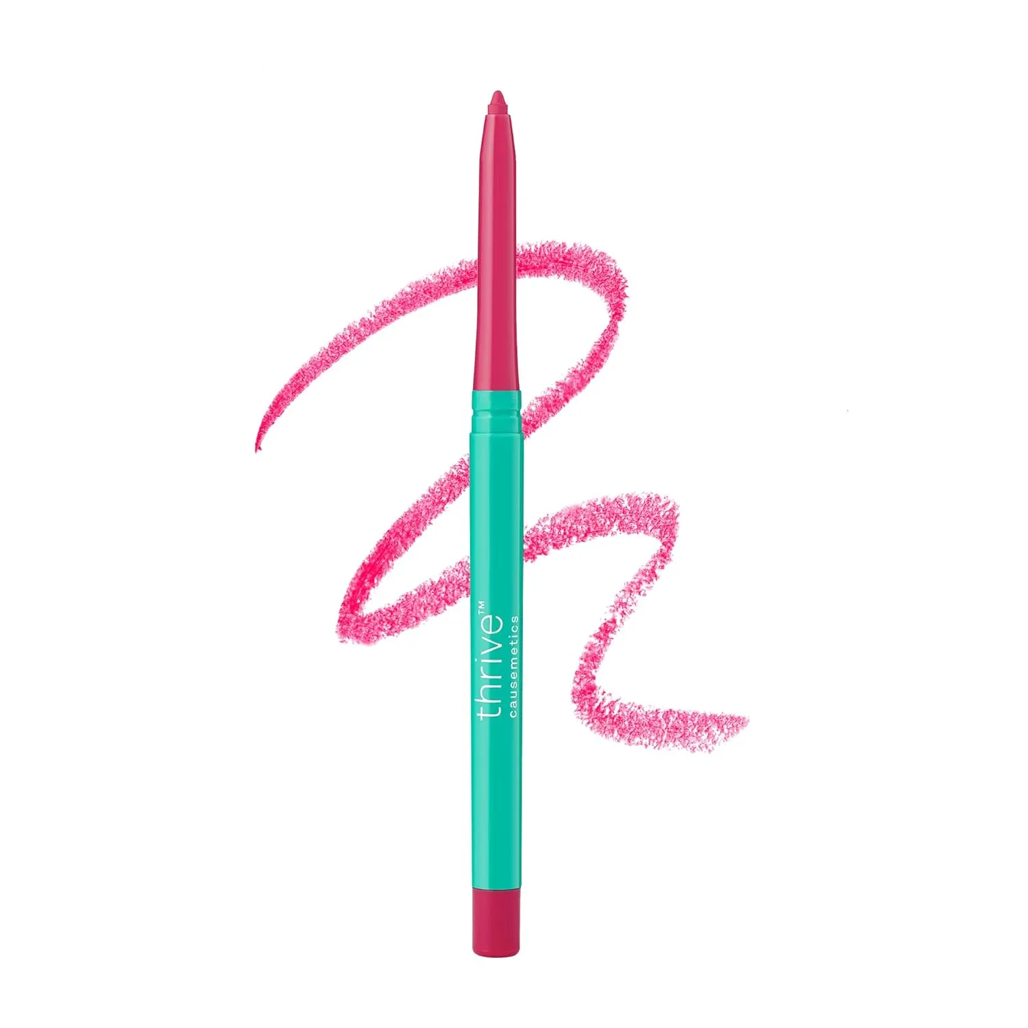 Thrive Causemetics Lip Filler Long-Wearing   Plumping Lip Liner, Shea Butter Hydrating Lip Plumper Retractable Lip Liner Pencil, Built In Sharpener, Vegan & Cruelty Free, Ebony (Fuchsia Pink)