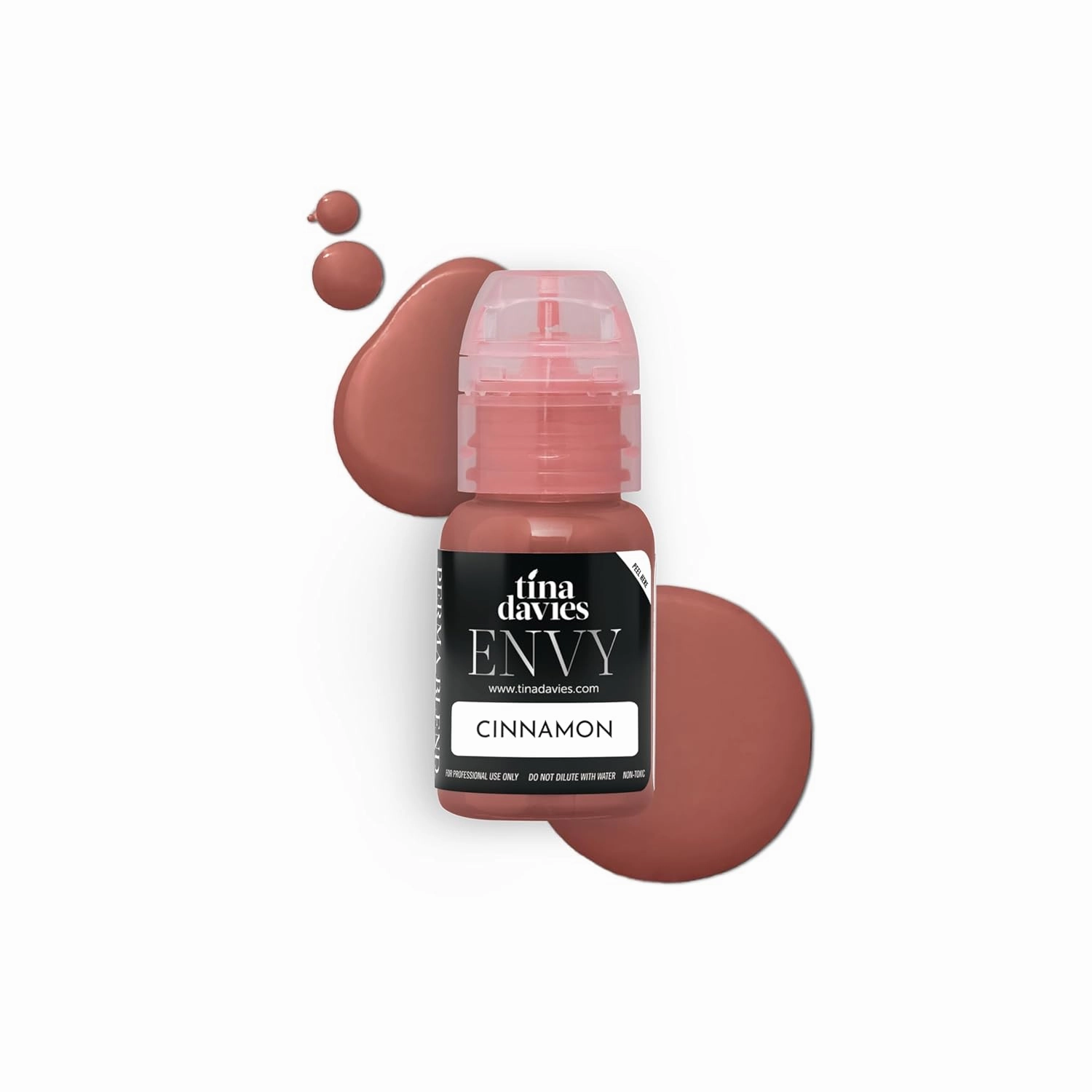 Tina Davies Professional Envy & Lust Lip Pigments - Permanent Lip Makeup - Colors Heal True to Tone - High Retention - Envy Cinnamon, 1/2oz/15ml Bottle