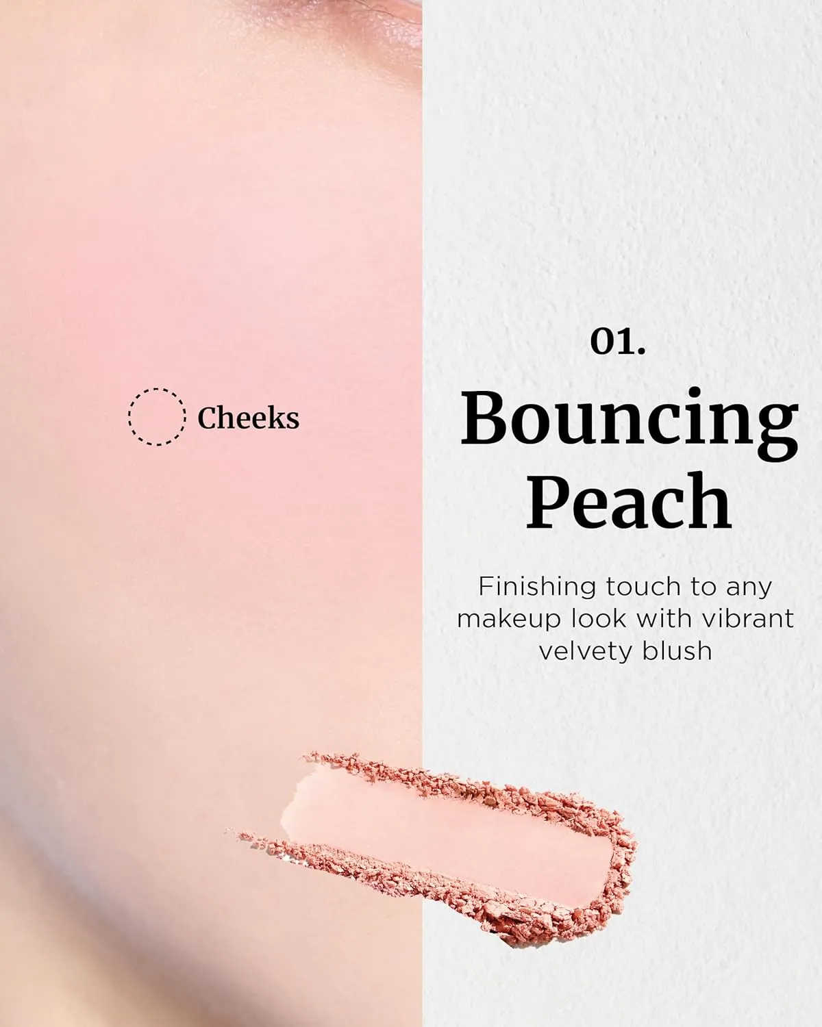 VDL Cheekstain Pastel Blush for Cheeks (Bouncing Peach, 0.2oz) - Lightweight, Velvet Powder Formula - Seamless, Long-Lasting, Natural-Looking Glow | Korean Makeup