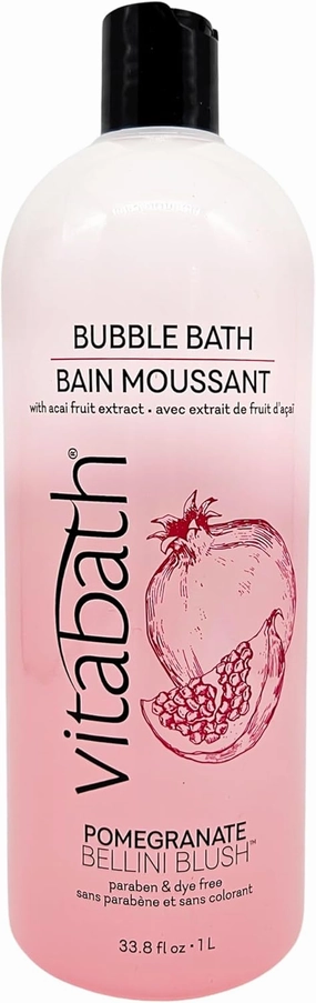 Vitabath Pomegranate Bellini Blush Bubble Bath Rich Foaming Bubbly Soak & Relaxing Aromatherapy Moisturizing & Nourishing Indulgent Suds for Women & Men All Skin Types - 33.8 fl oz