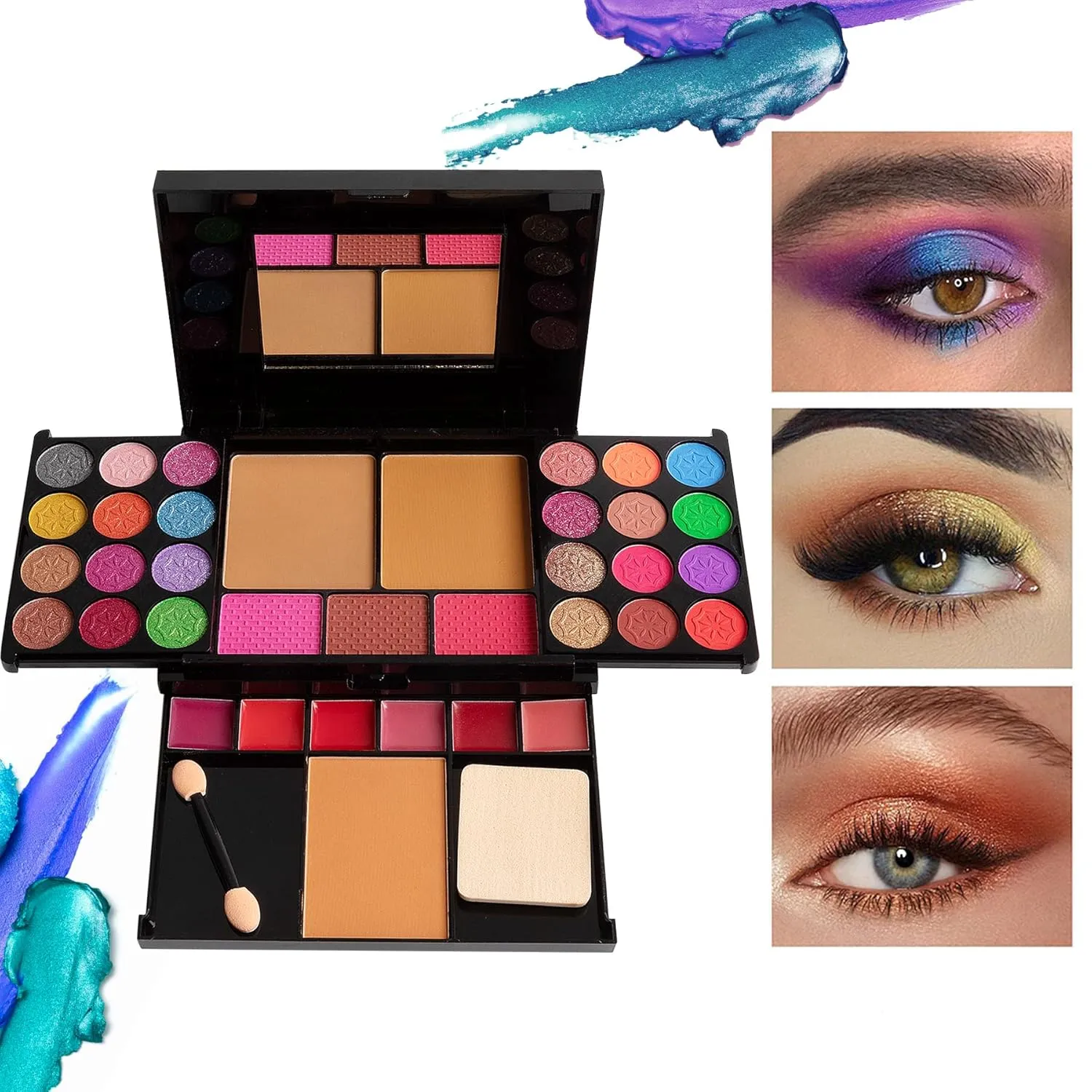 Vtrem All in One Makeup Kit - 36 Eyeshadow Palette, 28 Lip Gloss, 4 Concealer, 3 Blusher, 1 Highlight & Contour, Bronzer, Glitter Cream, 1 Brush - Face Eye Make Up Set Gift for Beginners And Pros